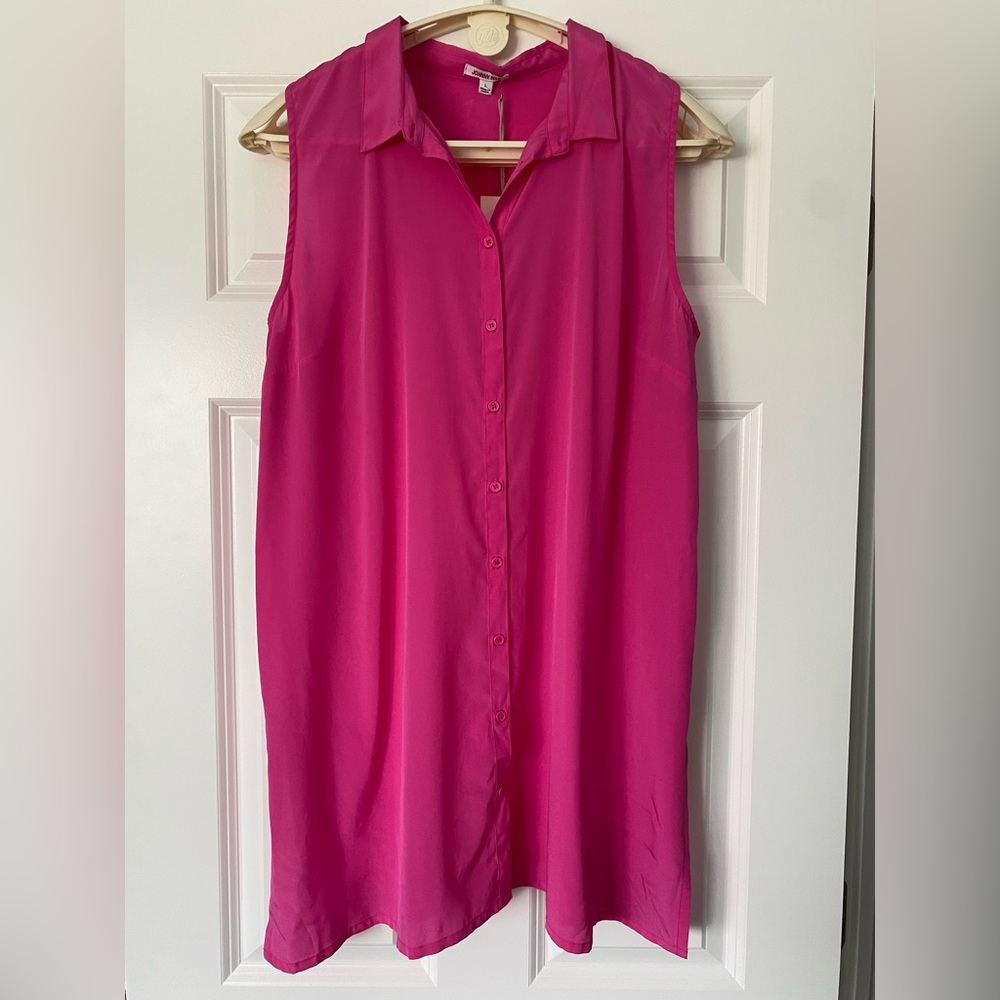 NWT Johnny Was Sleeveless Silk Hot Pink Shirt  Sz: XS